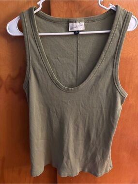 Universal Thread Olive Ribbed Scoop Tank Top